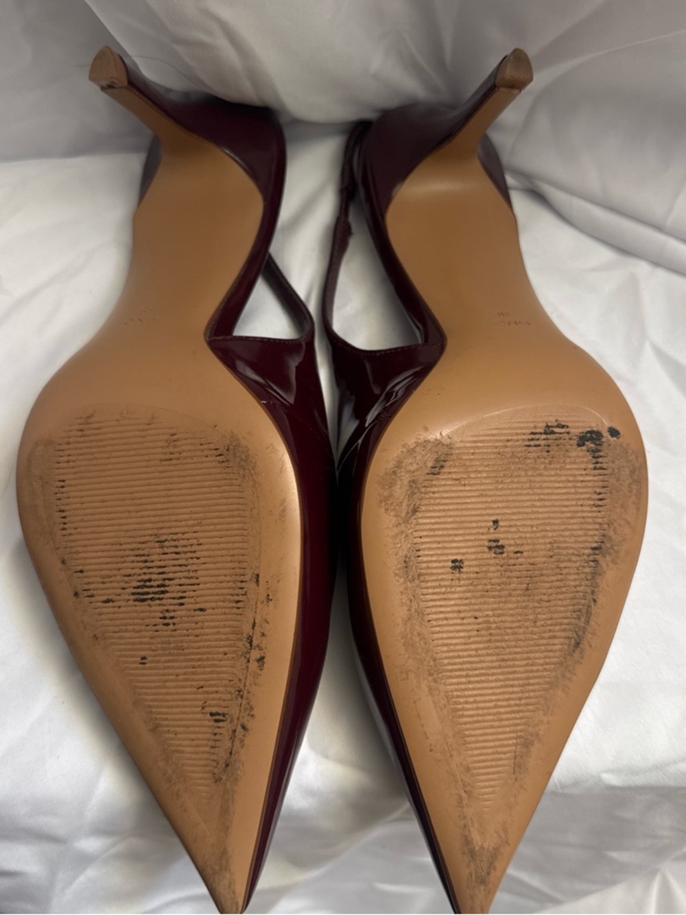 Mango Burgundy Patent Pointed-Toe Slingback Heels - Picture 3 of 5
